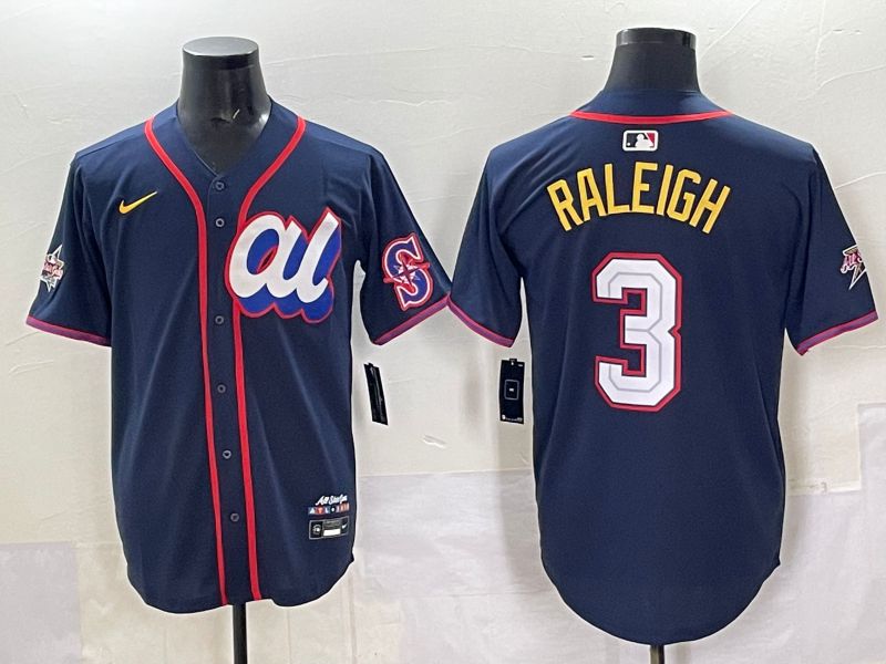 Men 2025 Seattle Mariners 3 Raleigh Drak Blue All star Nike MLB Jersey style 01